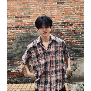 Áo Sơ Mi Nam Tay Ngắn Mùa Hè Phong Cách Mỹ High Street Pure Cotton Chống Nắng Áo Sơ Mi Tay Lửng Cao Cấp Thời Trang