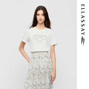 ELLASSAY | Cotton Rhinestone Lace Classic T-Shirt