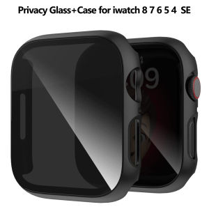 Privacy Glass+Case For Apple Watch 45mm 41mm 44mm 40mm Tempered Anti-Peeping Screen Protector For iWatch 8 7 6 5 4 SE 9 Cover