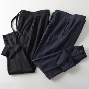 Comfortable Mens Sporty Casual Cotton Fleece Lined Pants Elastic Waist Straight Leg Length Spring Autumn Season All Match