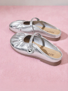 Josiny | Casual Slip-on Mary Jane Silver Half Slippers
