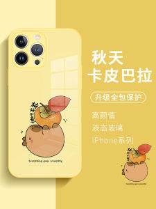 Fall Capybara 16 Phone Case New 17Promax Cartoon Cute Water Vole 14 Niche High-End 13 Simple 12 Compatible 15Plus Full Cover Glass 11 Protective Cover