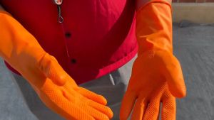 ASGUARD ถุงมือยาง ตรามือ มือไม่เหม็น ถุงมือแม่บ้าน - Food Safe (Size M)