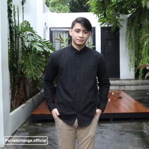 Kemeja Pria Casual Polo Exchange Lengan Panjang Elegan Basic Premium