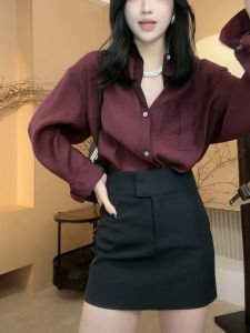 High Waist Pure Color Black Suit Casual Short Skirt Womens Outerwear Spring Summer Fashion Versatile Bodycon Skirt Trendy