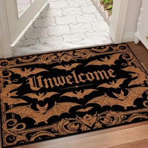 VIKAMA Gothic Bat Welcome Coir Doormat Non Slip Weather Resistant Floor Mat for Front Door Entryway Halloween Home Decor