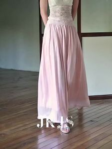 JK&JS | Chân Váy Midi Xếp Ly Flare Màu Hồng Drop-Sense