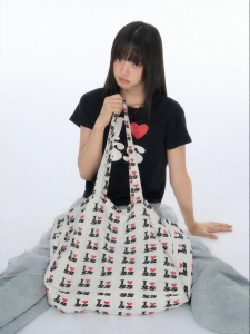 JNXS | Heart Letter Full Print Large Capacity Tote Bag