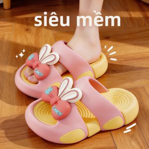 QIAOHUI | Dép Nữ Mùa Hè Đế Dày Chống Trượt Nơ Tai Thỏ