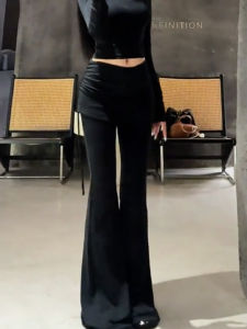 MANMI | High Waisted Slimming Black Bell Bottom Trousers