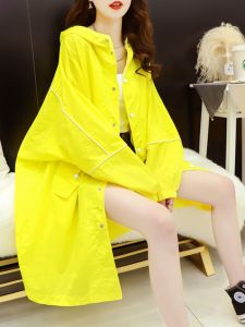 Womens Mid-Length Loose Fashionable Summer Outerwear Sun Protection Coat Casual Lazy Style Trendy Single Piece Nylon Material