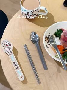 LOTUS BLUE | Portable Outdoor Tableware Set Lotus Blue Stainless Steel