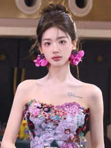 Bohemian Style Bridal Earrings Fashionable Personalized Floral Fabric Design Matching Wedding Dress Jewelry for Women