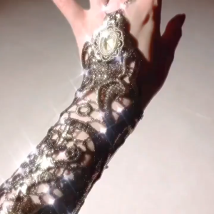 Gold Lace Fingerless Gloves Vintage Lace Gloves Gothic Black Hollow Arm Warmer Bracelet Black
