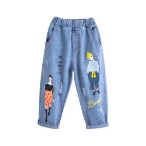 CELANA JEANS STRECH KARTUN SOBEK RIPPED ANAK PEREMPUAN MODEL TERLARIS