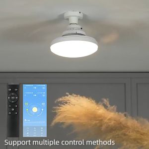 Ceiling Fan with Led Light and Remote Control Smart APP Control Ceiling Fans Modern Design Invisible Blade Fan E27 Socket Fan with Timer Electric Fan Inverter Ceiling Fan Lights
