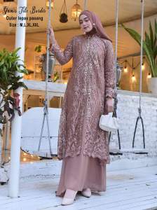 AK-GAMIS TILE BORDIR OUTHER LEPAS PASANG/ GAMIS MEWAH PREMIUM HIGHT QUALITY / DRESS PESTA ELEGAN VARIASI PAYET MUTIARA/ DRESS FASHION KEKINIAN By AULIA.C049