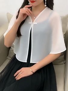 Short Chiffon Shawl Black/White Lace Shawl Wraps Breathable Tulle Shawl Cape WomenS Wear