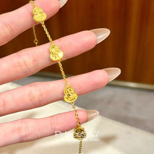 Exquisite New Chinese Style Ice Crushed Gourd Bracelet for Women Super Shiny Golden Dragon Scales Lucky Five Happiness Friends Jewelry