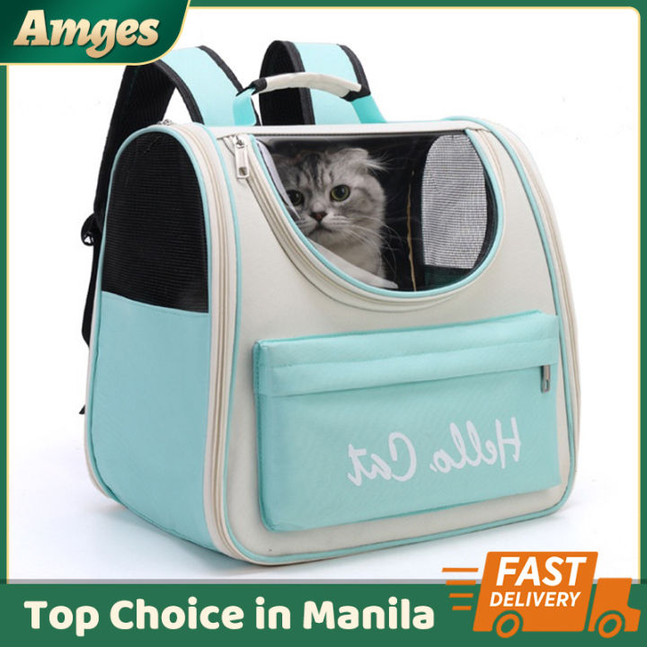 Pet Carrier Bag Cat Bag Hello Cat Pet Backpack Pet Portable Waterproof PVC Large Space Backpack Kitty And Puppy Large Capacity Travel Bag Pet Dog Outdoor Travel Backpack Durable Breathable Bag