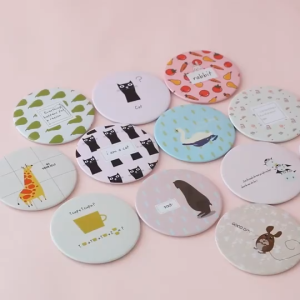 KACA TRAVEL PRAKTIS MIRROR MINI KECIL BULAT KARAKTER DOMPET TAS SOUVENIR LUCU