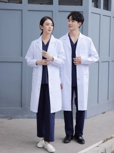 Holy Heart of Orchid Womens Doctors White Coat แขนยาวหนาสําหรับฤดูหนาววัสดุผ้าฝ้ายเหมาะสําหรับร้านเสริมสวย