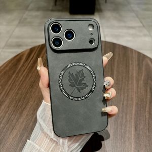 Luxury Retro Leather Texture Skin Feel Phone Case For iPhone 18 Pro Max 13 14 15 16 17 Pro Magnetic Slim Anti-drop Back Cover