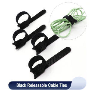 Releasable Cable Ties Wire Organizer Black 15 20cm Nylon Hook Loop Straps Wrap Zip Bundle Bandage Tie Plastics Fastening