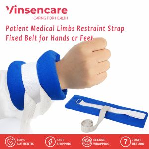 Vinsencare 1ชิ้นสายรัดหน่วงเหนี่ยวสำหรับผู้ป่วยทางจิตผู้สูงอายุสายรัดมัดแขนขาเข็มขัดคงที่สำหรับมือหรือเท้าการควบคุมข้อจำกัดสากล