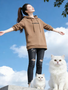 Shalldoer | Hooded Letter Design Slim Fit Color-block Versatile Trendy Womens Long Sleeve Hoodie