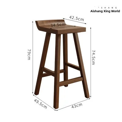 Home Commercial Use Solid Wood High Back Bar Stool