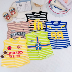 [ 8-25 ký ] Bộ Cộc Tay Thun Lanh Sọc Dệt Viscose Dày Dặn mịn mền mại cho bé trai bé gái mặc ở nhà mặc đi học chất vải mềm mịn đáng yêu phù hợp cho bé mặc ở nhà