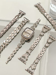 Starlight Diamond Metal Bracelet for Watch S10/S9/8/7/6 iWatch8 Stainless Steel SE Womens Fine Rhinestone Strap