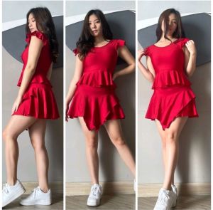 Setelan Crop rumbai untuk senam gym fitness aerobic