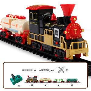 CONUSEA | Remote Control Retro Steam Train Vintage Train Railway Set Model Electric Smoke Train Track Set Educational Toys Kids Gift