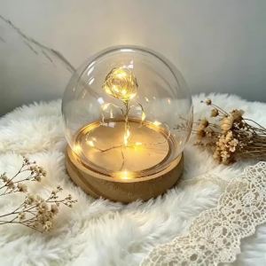 DIY Round Ball Night Light with 20 LEDs and Wooden Base Suitable for Bedroom Decoration