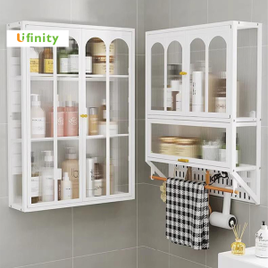 Lifinity🔥🔥Wall Mounted Seasoning Cabinet Kitchen Wall Cabinet Hanging Cabinet Dustproof Storage Rack With Hooks Seasoning Rack Kitchen Racks Organizer