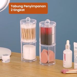 Dejavu Storage Box Penyimpanan Meja Rias Box Organizer Kapas Perhiasan Tempat Cotton Bud Transparan Wadah Toples Alat Make Up Aksesoris HSB704