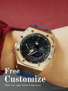 Casio GA-2100 " Custom CasiOak" G STEEL CNY RABBIT 2023 EDITION Analog Digital RoseGold Bezel + Red Strap