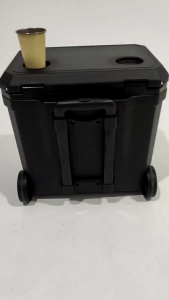 MOUNTAINHIKER 38L Outdoor Camping Portable Cooler Ice Box Camping Outdoor Picnic Insulated Food Trolley Storage Box Freezer with Roller Handle