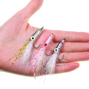 3PCS Luminous Eyes Squid Fly Artificial Hard Lure Streamer Saltwater Big Game Flies For Inshore Offshore Saltwater Species