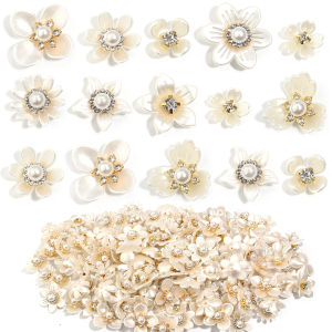 20 ชิ้น/ล็อตเรซิ่น ABS เลียนแบบไข่มุกลูกปัดดอกไม้ Rhinestone Charm จี้สําหรับเครื่องประดับ DIY ทําอุปกรณ์ตกแต่ง