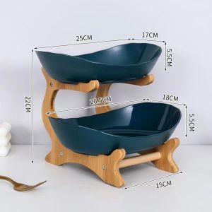 Table Plates Dinnerware Kitchen Fruit Bowl with Floors Partitioned Candy Cake Trays Wooden Tableware Dishes