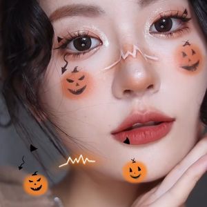 Halloween Pumpkin Decoration Makeup Glitter Tattoo Sticker Dress up Face Pasters Ghost Spider Face Accessories Stickers Dress up