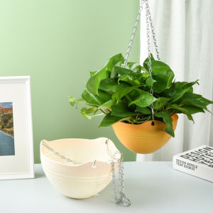 Flower Pot Gardening Plastic Flower Pot Hanging Stable Indoor And Outdoor Home Corner Decoration Plants Pot Holder (Green/White)