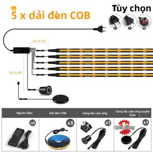 Bộ Đèn LED Dải Băng Màu Đen Với Mạch PCB Và Công Tắc Cảm Ứng - Đèn Chiếu Sáng Có Thể Nối Tiếp Cho EU Mỹ Anh - Đèn Tường Phong Cách Hiện Đại Cho Nhà Bếp Phòng Ăn Phòng Ngủ Hành Lang Phòng Làm Việc