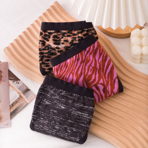 High Slit Pure Cotton Leopard Print Womens Underwear mid Waist Small Triangle plus Size Comfortable Breathable Antibacterial