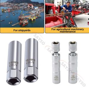 Spark Plug Socket Wrench Key Adapter 14 16mm Install Replace Repair Kit Torque Magnetic Remove Removal Gap Tool AUTO Mechanical