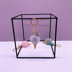 Plush Ice Cream Keychain Tassel Key Ring Bag Charm Car Keychain Pendant Gift for Women