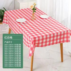 Red Plaid Disposable Tablecloth Thickened Plastic Print Table Square round Table for Home Use and Restaurants Hotel Waterproof Tablecloth Placemat
